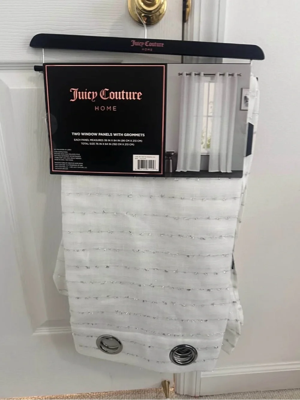 NWT Juicy Couture White Curtains with Silver Accent Grommets
